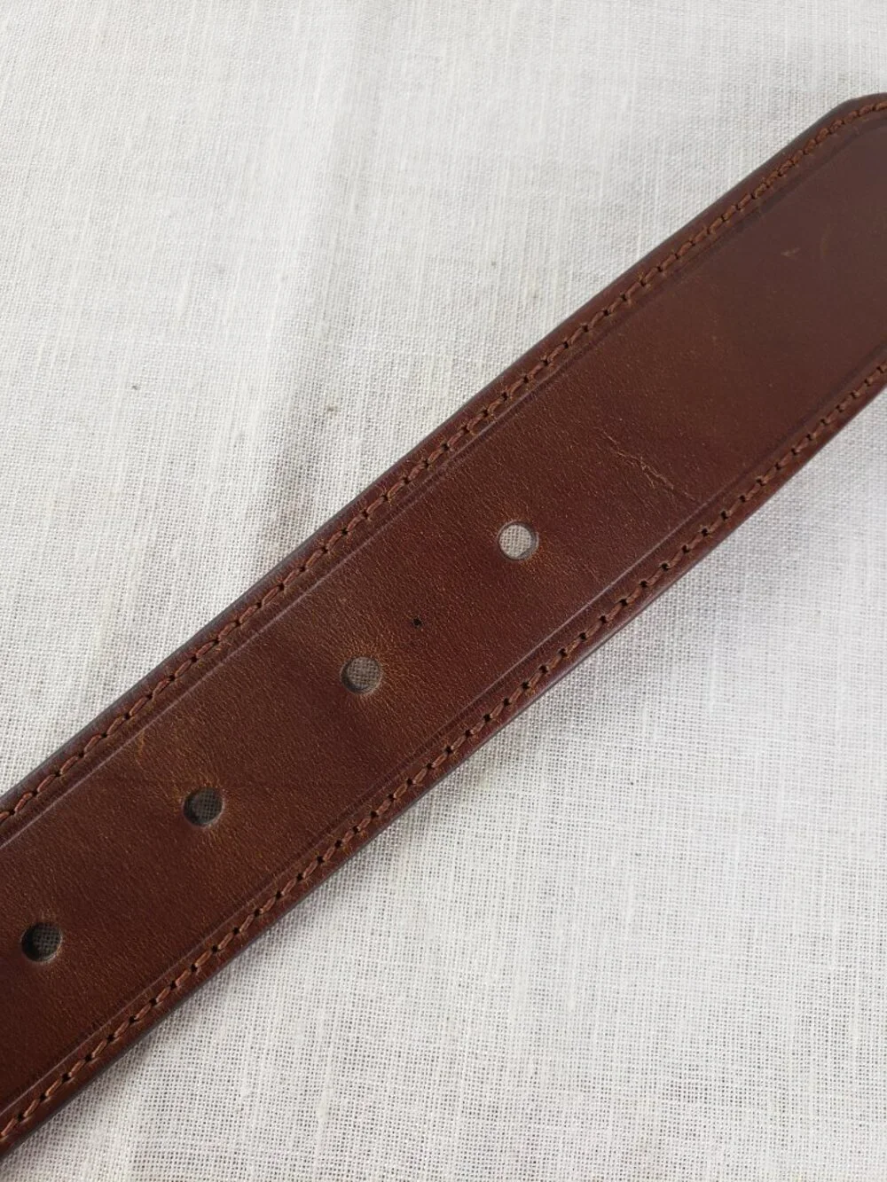 Jos A Bank Brown Leather Belt Square Leather Wrapped Buckle Mens 36